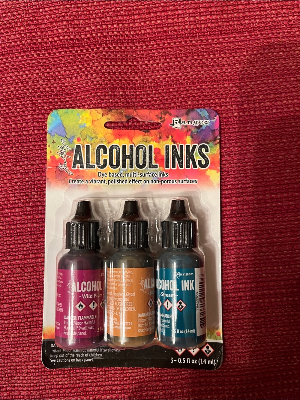 Ranger Alcohol Inks 3-Pack — Pink, Orange, Blue